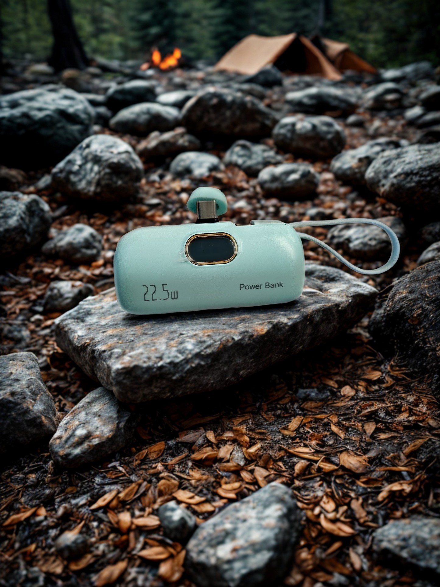 Mini Capsule Power Bank with Lightning & Type C Plugs