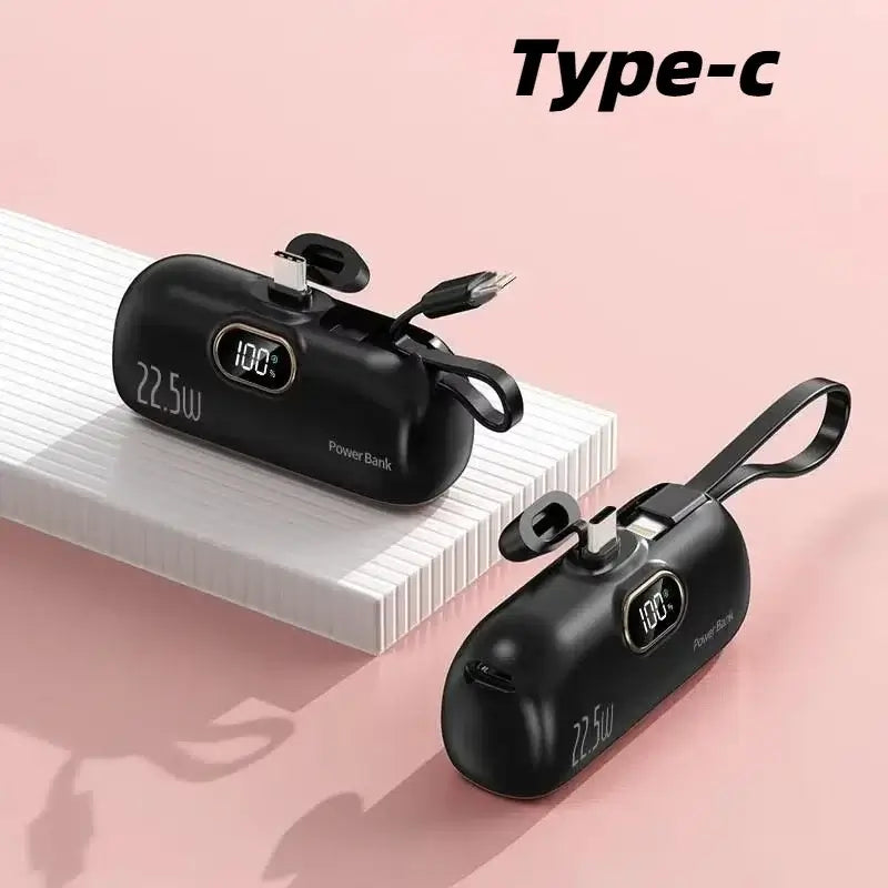 30000Mah Capsule Power Bank Fast Charging Portable Mobile Power Supply Emergency Mini External Battery for Type-C Iphone Android