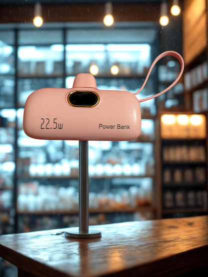 Mini Capsule Power Bank with Lightning & Type C Plugs