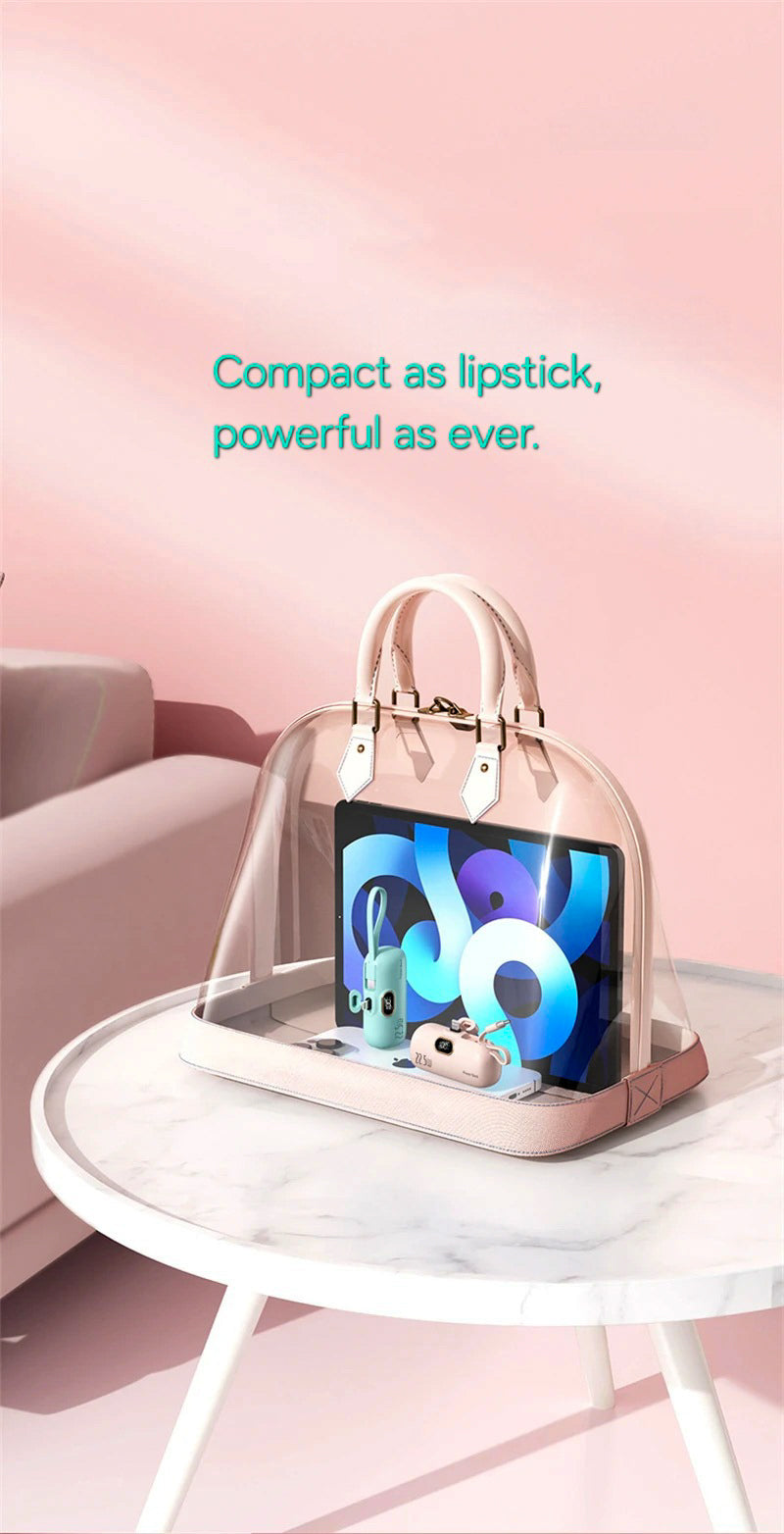 Mini Capsule Power Bank with Lightning & Type C Plugs